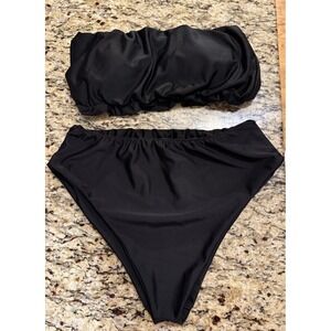 Black Bikini High Rise Bottom Tube‎ Top Women's Size S